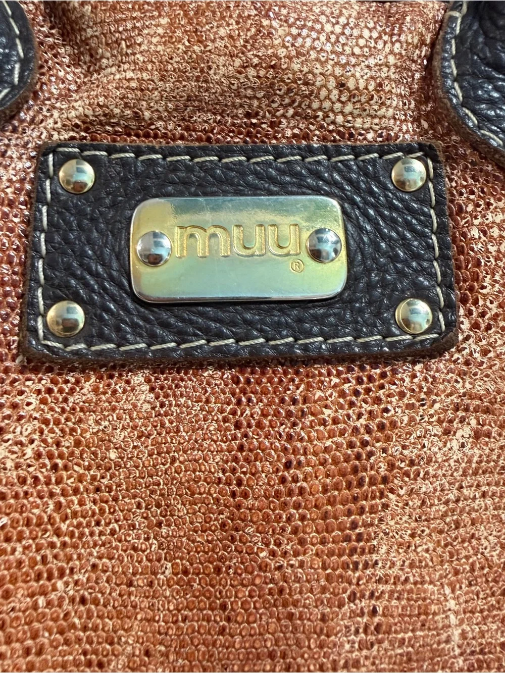Muu Copper Metallic Leather Top-Handle Bag